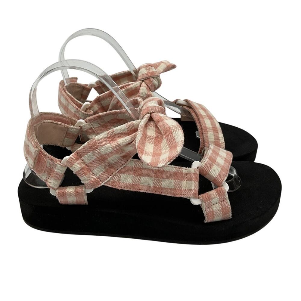 Loeffler Randall Gingham Pink Maisie Platform Sandals Size 6.5 - Picture 3 of 6